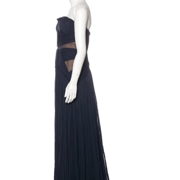 J. Mendel Blue Silk Strapless Gown - Picture 4 of 5
